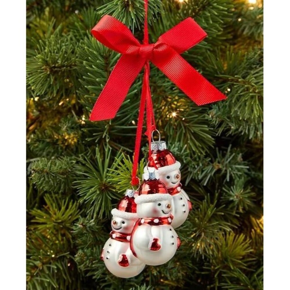 Macy’s Holiday Lane Christmas cheer pendant Snowman trio Ornament Set